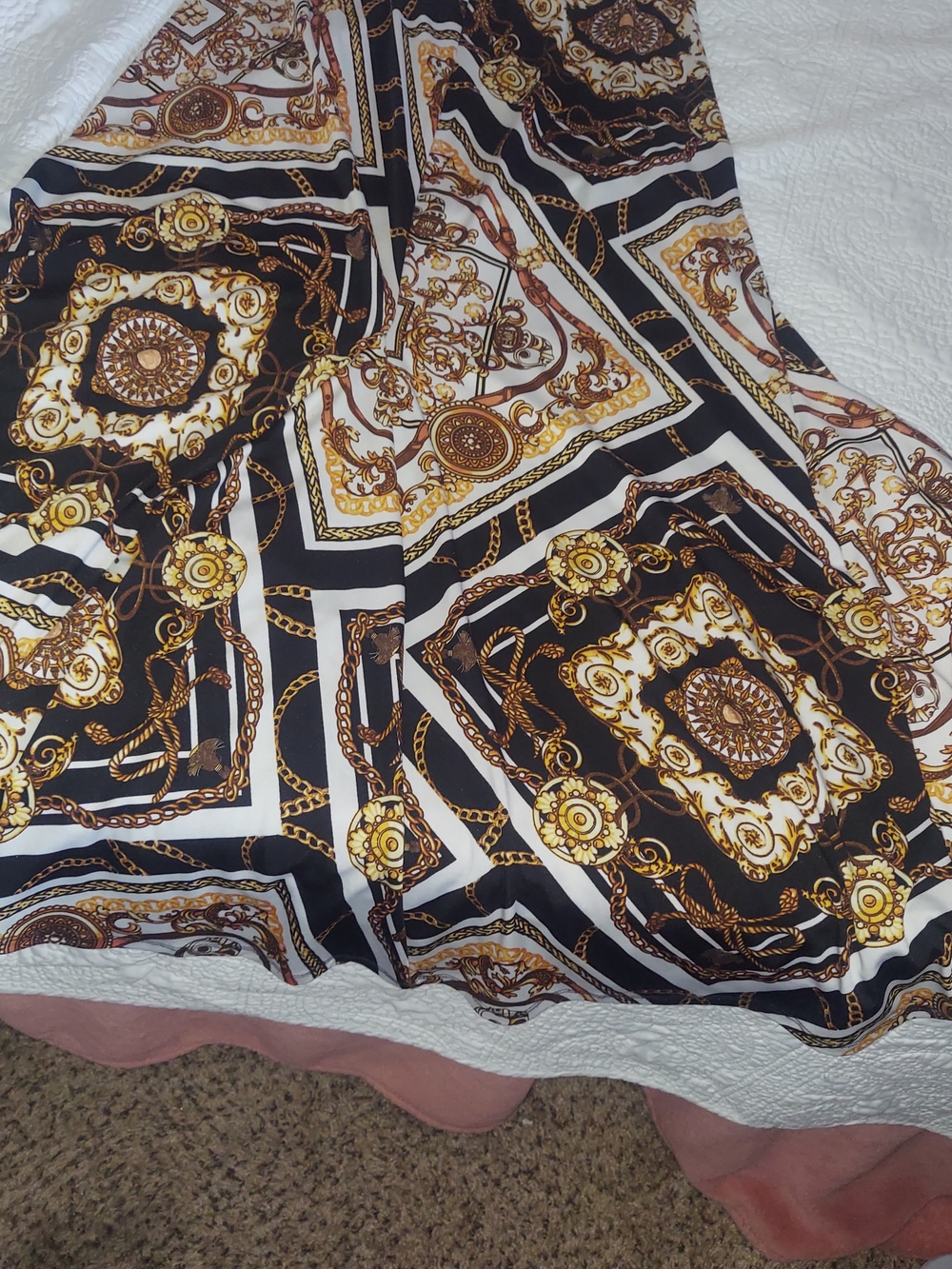 Black & Gold Chain-Print Maxi Skirt